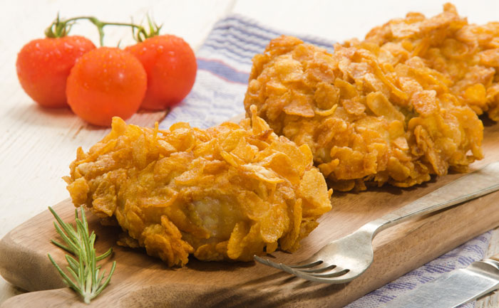 Poulet pané aux corn flakes