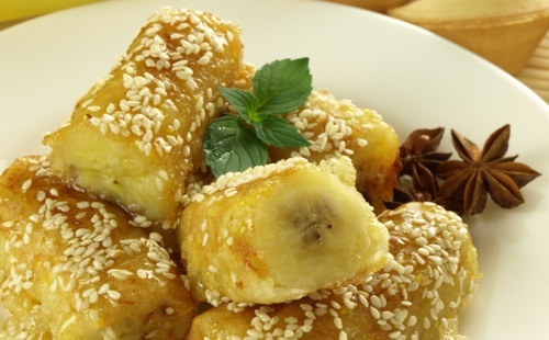 Bananes flambées au sésame