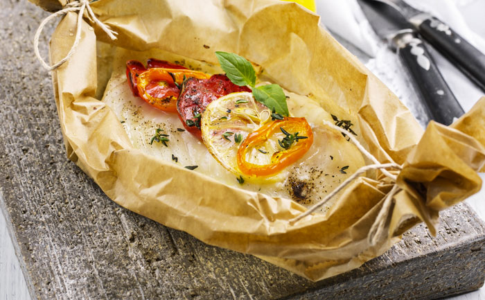 Papillote de cabillaud à la provençale