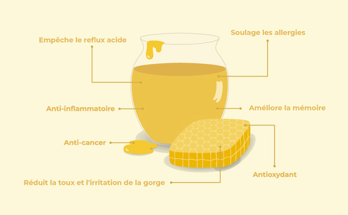 Infographie sur les bienfaits du miel