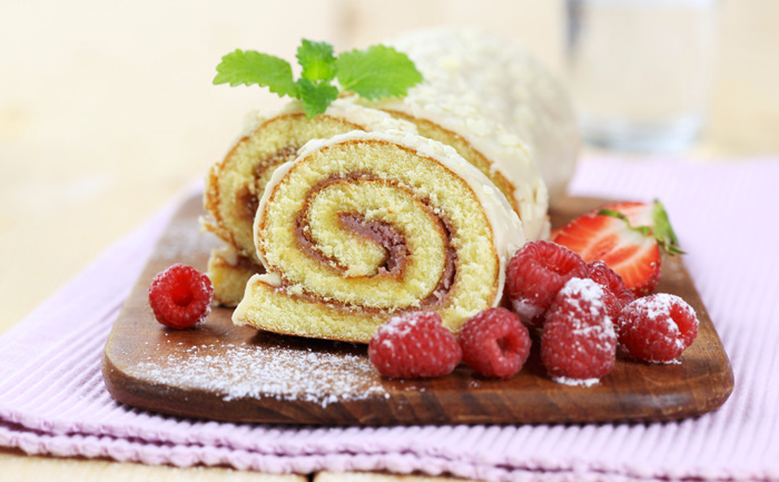 Bûche roulée aux framboises